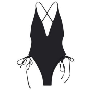 Zaful Black V-Neck Swimsuit With Strappy Back, Size M (US 6), NWT